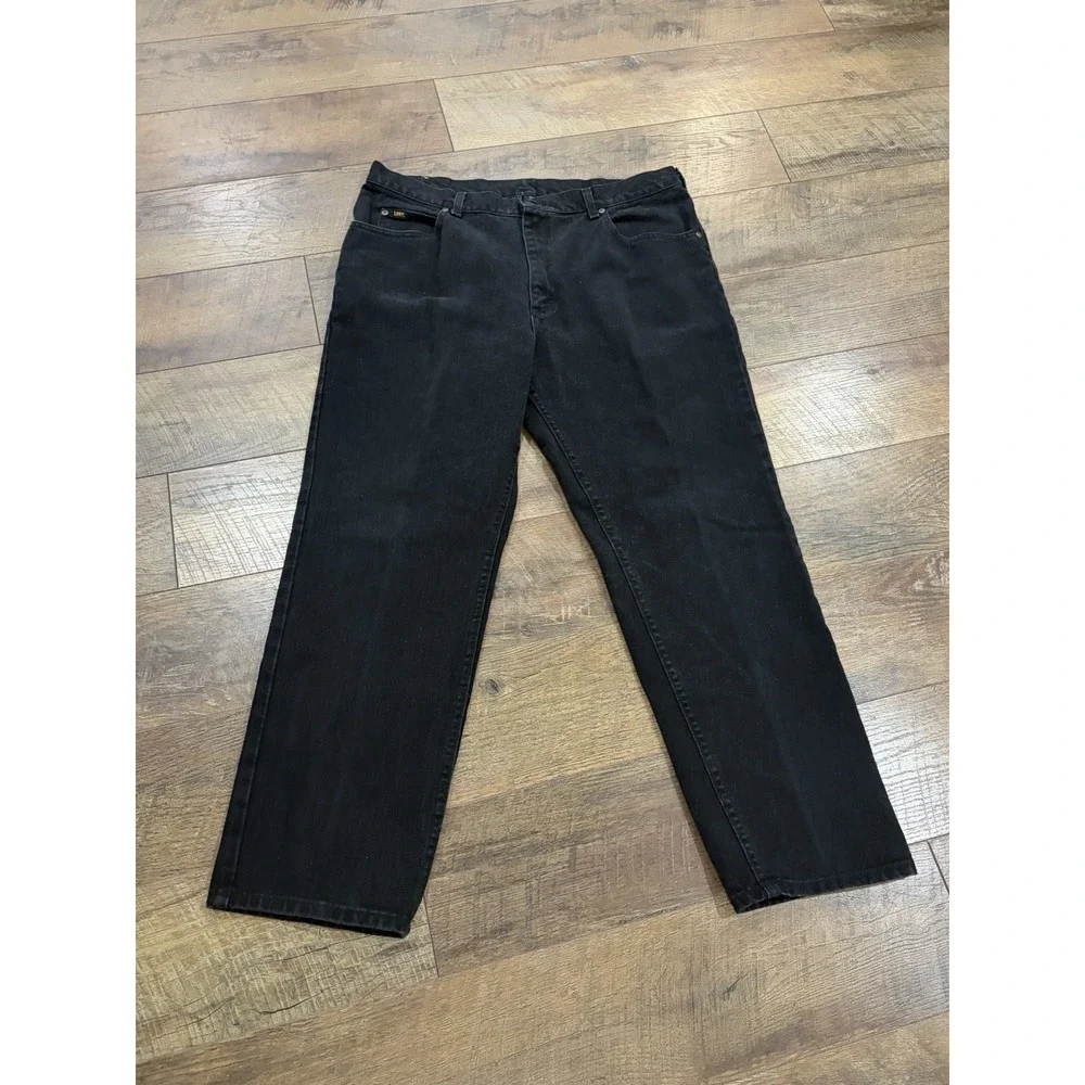 Vintage 90s Lee Riders Jeans 36x29.5 Union Made In USA Black Denim Straight Fit